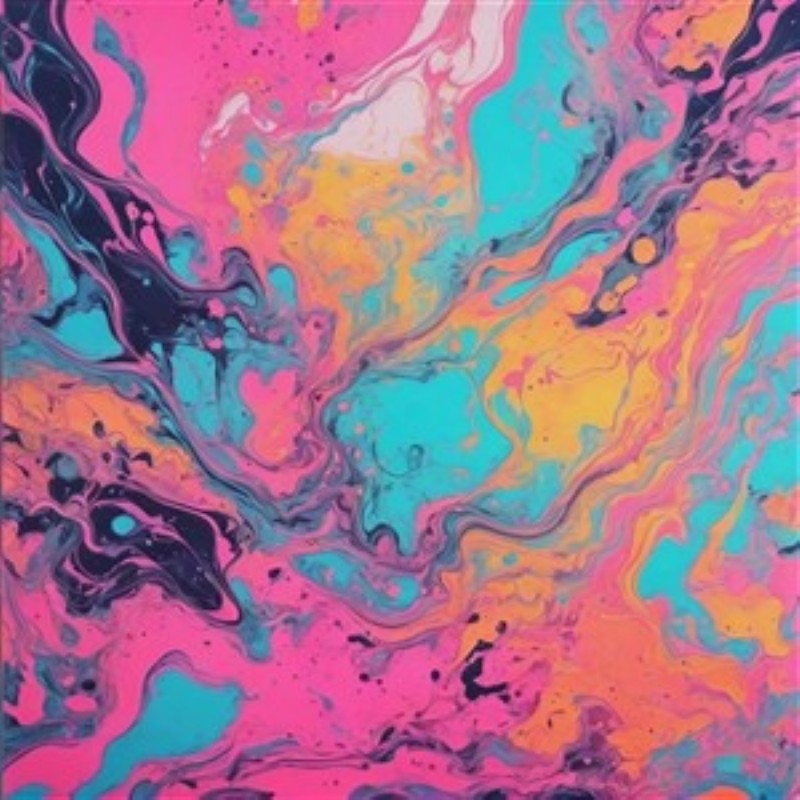 Livligt Abstrakt Maleri med Farverige Swirls - Dette betagende abstrakte maleri bringer livet ind i dit rum med sine svulmende mønstre i sprudlende pink, blå og orange nuancer. Ideelt til at skabe en livlig og kreativ atmosfære, hvor energien flyder frit.