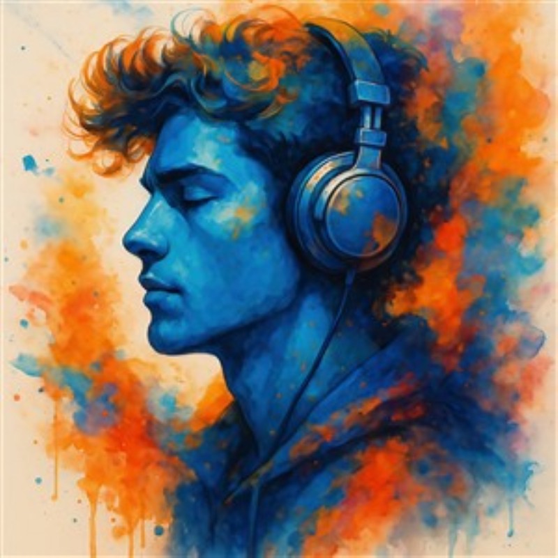 Musik i Farver: En Visuel Symfoni - Oplev en overflod af farver i dette portræt af en ung mand, der dykker ind i musikkens verden. Med levende nuancer og en følelse af dyb koncentration bringer dette kunstværk liv til ethvert rum.
