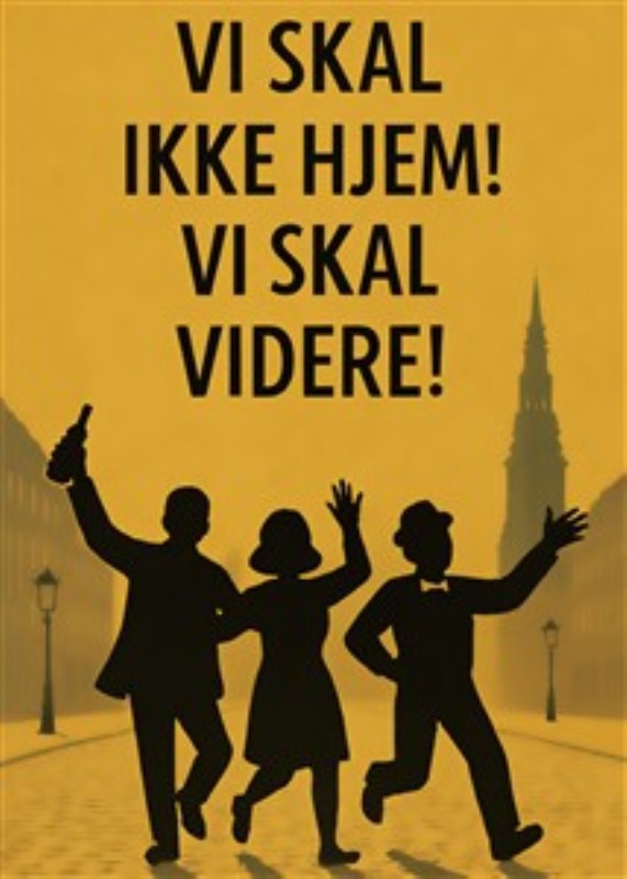 Fejr Livet! Vi Skal Videre! - Oplev energien og glæden med denne livlige plakat, hvor tre festglade personer fejer hen ad gaden. Den indbyder til fest og fejring af livet, perfekt til ethvert værelse, der har brug for et energisk touch.