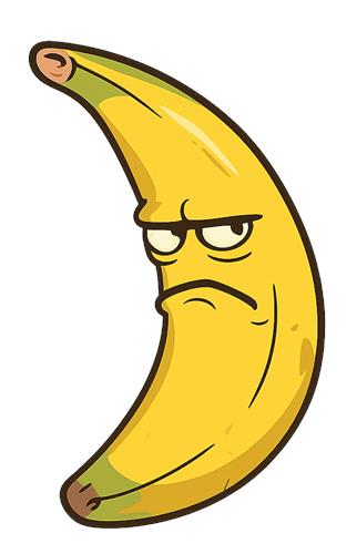 Surt ansigt på en banan