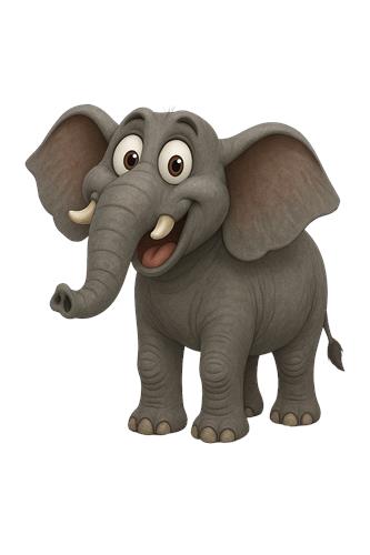 Glad elefant med store ører