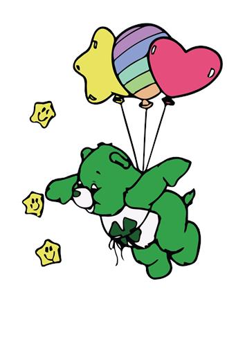 Grøn Bamse med Balloner