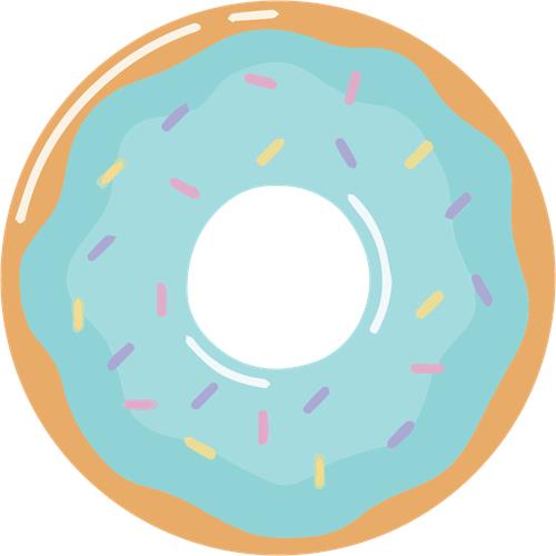Farverig glasur donut med strøelse