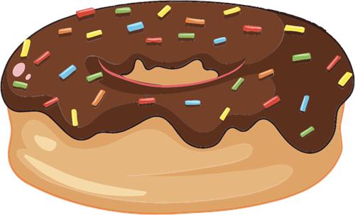 Lækkert chokoladeglasur-donut med farverige drys
