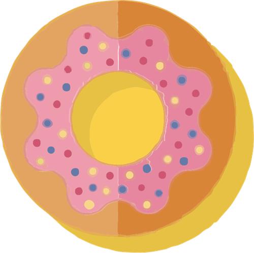 Farverig donut med glasur og pynt