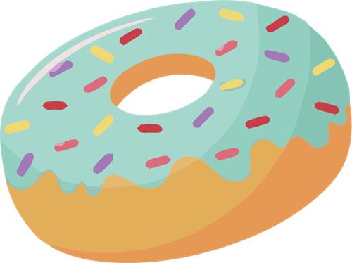 Farverig donuts med glasur og krymmel