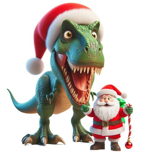 Julefest med Dinosaur og Julemand
