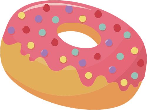 Farverig donut med glasur og drys