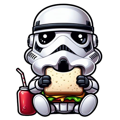 Sødt stormtrooper med sandwich