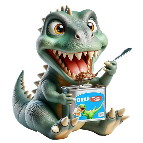 Sødt dinosaurusbarn med mad