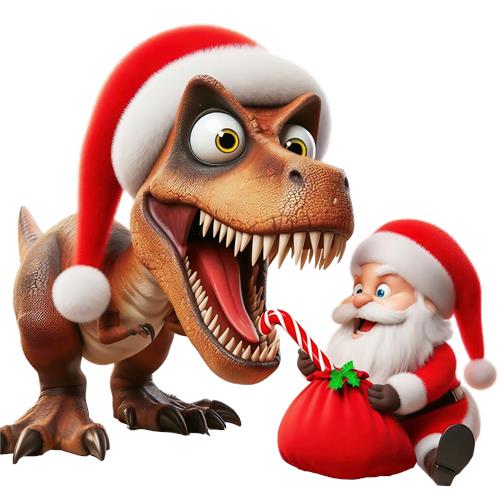 Juleeventyr med dinosaur og julemand