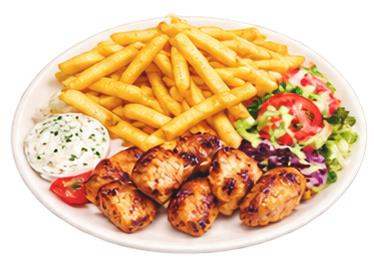 Grillet kylling med pommes frites