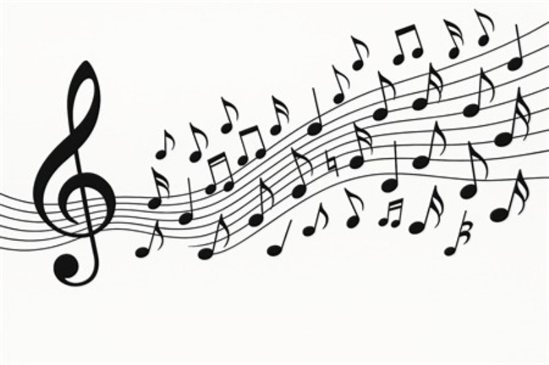 Melodisk Overflod af Noder - Oplev en fantastisk symfoni af musiknoder, der danser elegant over en lys baggrund. Denne plakat fanger bevægelsens skønhed og giver ethvert rum liv og energi.