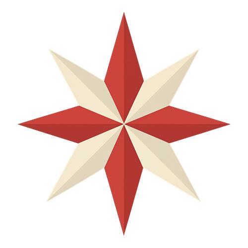Geometrisk Stjerne i Rød og Beige