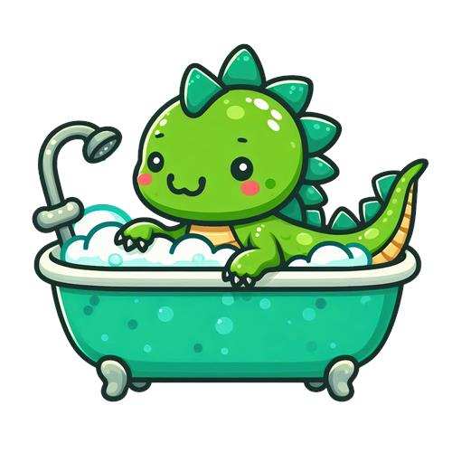 Sødt Dragebarn i Badekar